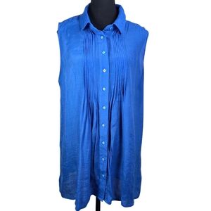 ⭐️Christina B. Vibrant Blue Sleeveless Button-Down Shirt Size XL